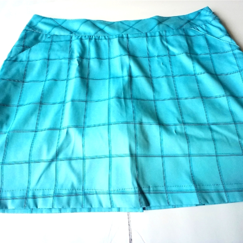 Antiqua Desert Dry Blue Checked Size Zip Golf Skirt Size 16